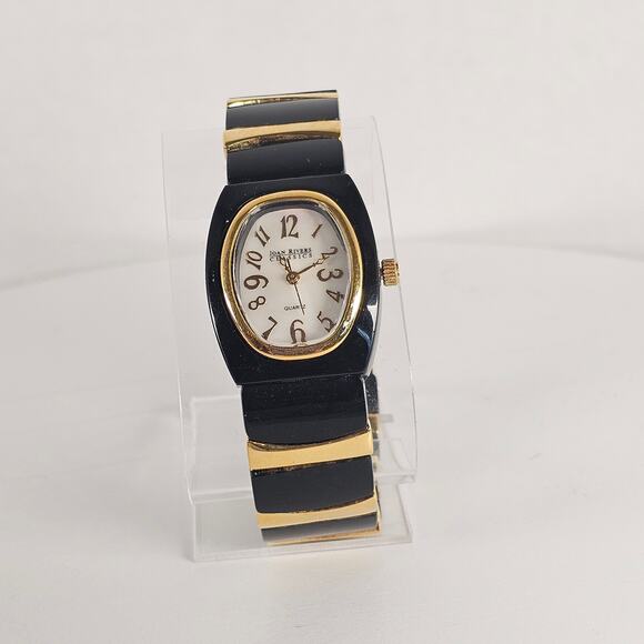 Joan Rivers Classics Women's Quartz Watch 25mm Oval Black Gold Stretch Bracelet - Picture 7 of 15